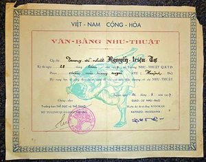 1957 ARVN Martial Arts Certificate - JUDO - Signed Prof. Hasegawa - Vietnam War - Picture 1 of 3