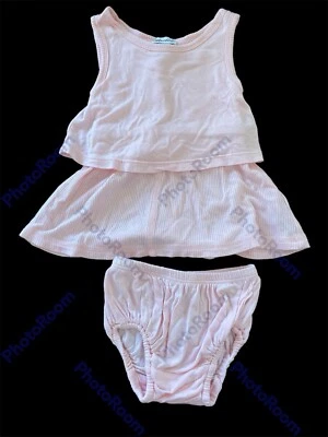 Splendid EUC Pink Layered Ribbed Sleeveless Knit Dress & Diaper Cover-3-6Mos - Image 1 of 4