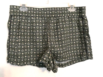 Pantalones Cortos Mujer Loft Outlet M Verde Blanco Floral Pull On Elástico Cintura Foto 1 de 4