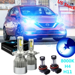For Nissan Versa 2007-2018 - H4+H11 LED Headlight Bulbs Kit Hi-Lo Beam Fog Light - Picture 1 of 15