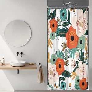 Tenda doccia piccola stalla 36Wx72H pollici mezza stretta camper primavera fiori bagno - Foto 1 di 12
