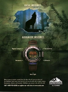 1998  PRINT AD - CASIO PATHFINDER WATCH AD - BASIC INSTINCT / ADVANCED INSTINCT - Picture 1 of 1