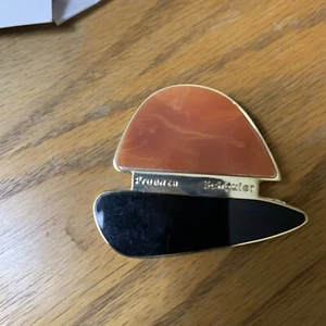 PROENZA SCHOULER 3” Women’s Logo Brass Pin Brooch Black Gold Arizona Sunset - Picture 1 of 4