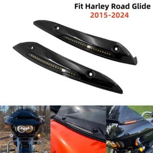 Custom Dynamics Black Windshield Trim LED Turn Signals For Harley Road Glide 15+ - Bild 1 von 9
