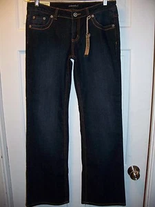 Clash USA Dark Blue Jeans Jr. Size 9 Stretch Rhinestone Flower Pocket - Picture 1 of 2