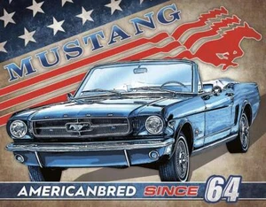 Ford Mustang Convertible American Bred Since 64 Tin Metal Sign Made In The USA - Picture 1 of 1
