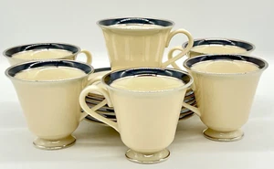 6er SET LENOX BLACK ROYALE DEMITASSE TASSEN & UNTERTASSEN, TOP ZUSTAND - Bild 1 von 22