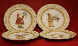 Sakura Joy to the World 4 Salad Dessert Plates Christmas Debbie Mumm - Picture 1 of 6