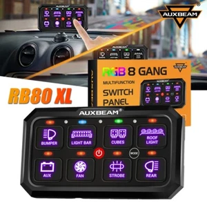 AUXBEAM 8 Gang Switch Panel RGB Toggle Momentary Pulsed XL Relay Control System - Picture 1 of 12