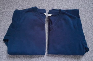 M&S UNISEX NAVY-BLUE - V NECK SCHOOL JUMPERS X 2 **AGE 11- 12 YEARS - Picture 1 of 12