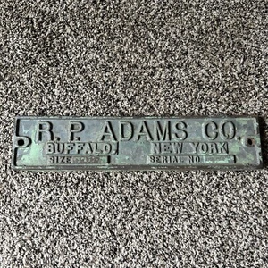 Early Rare Industrial Mining Equipment Cast Iron Badge! R. P. Adams Company - Picture 1 of 10