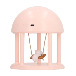Pink Cat Swing Night Light Ornament 5V Dimmable Cute Cartoon Projection Beds NEW - Picture 1 of 23