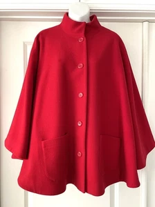 Pendleton Wool Button Front Women's Cape Poncho Sz Medium Red PLEASE READ - Picture 1 of 9