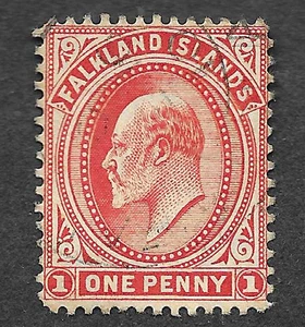 Used 1d Vermillion stamp 1904 - 1912 Falkland Islands King Edward VII - Picture 1 of 2
