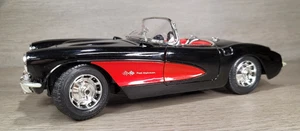 1957 Corvette Burago Die Cast 1/18 Scale Black Convertable Stingray Muscle Car - Picture 1 of 10