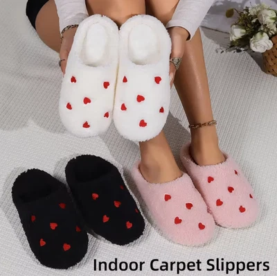 Winter Damen Herz Hausschuhe Weich Rutschfest Indoor Warm Niedlich - Bild 1 von 4