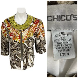 Blazer Chicos Mujer Talla 3 EE. UU. 16 Chaqueta Bordada Boho Oficina Corpcore Carrera - Imagen 1 de 18