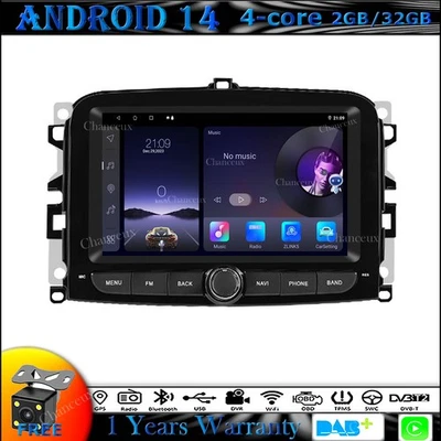 7"Android 14 Autoradio Stereo DAB GPS SATNavi BT Carplay for Fiat 500L 2013-2019 - Image 1 of 4