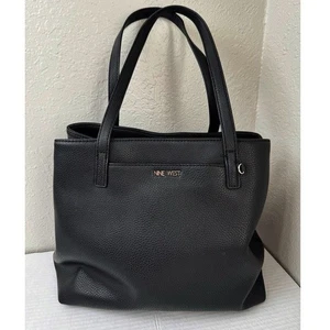 Nine West Black Pebble Vegan Leather Tote Umhängetasche Tasche - Bild 1 von 9