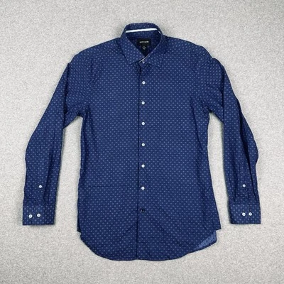 Pierre Cardin Mens Long Sleeve Dress Shirt Size M Blue Geometric Business Formal - Image 1 of 4