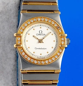 Ladies Omega Constellation 18K Gold Watch - White Dial - Diamond Bezel - 1275.20 - Picture 1 of 7