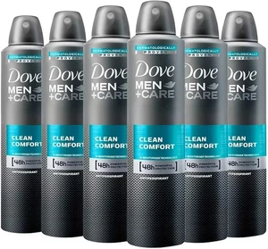 6 x Dove Men+ Care 48H Anti-Perspirant Deodorant Clean Comfort 250ml Body Spray - Picture 1 of 3