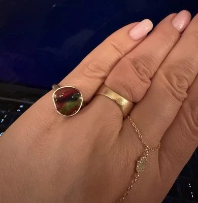 Anillo Artesanal Vintage Plata San Multicolor Cabujón Hecho a Mano StudioJewelry NYC 70s Foto 1 de 4