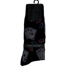 Poker Bambus Rayon Socken 2 Paar Spielkarten Asse Chips Herzen Schläger Pik - Bild 1 von 3