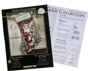 PATTERN ONLY Dimensions Gold Candy Cane Santa Stocking Cross Stitch 8778 - Picture 1 of 4