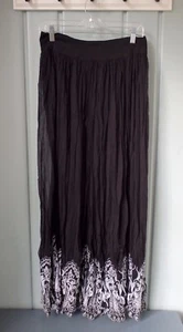 Alberto Makali Small Skirt Maxi 4 6 Embroidered Black Chiffon Broomstick Crinkle - Picture 1 of 8
