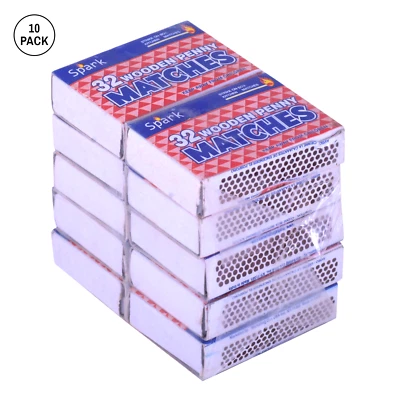 10 PACK Wooden Penny Matches 32 Count Strike On Box Kitchen/Camping/Fire/Candle - Image 1 of 4