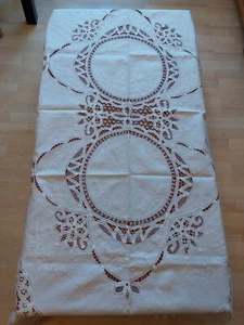 Tischdecke Spitze Oval weiß und 6 Stück Stoffservietten - Bild 1 von 6