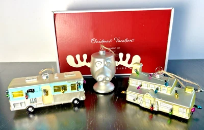 National Lampoon’s VACACIONES DE NAVIDAD 3 juego de adornos vidrio cerámica granero AGOTADO Foto 1 de 4