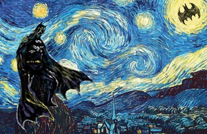 Batman Starry Night Vincent van Canvas Home decor wall canvas printing - Picture 1 of 1