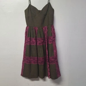 Betsey Johnson Lace Dress Y2K Brown Pink Spaghetti Strap Womens Size 4 - Picture 1 of 8