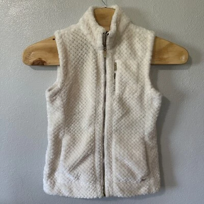 Chaleco polar Calvin Klein sin mangas cremallera completa bolsillos felpa suave marfil talla pequeña Foto 1 de 4