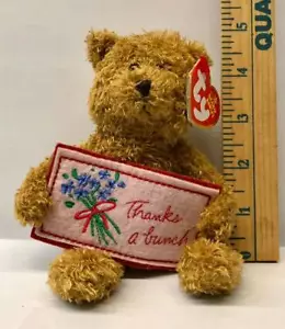 TY Original Beanie Babies - Orsacchiotto che tiene insegna "Grazie un gruppo" nuovo con etichette - Foto 1 di 1