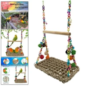 Bird Cage Hanging Parrot Climbing Net Bird Perch Parrot Swing Toy Pet Hammock - Picture 1 of 8