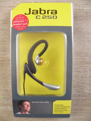 New Old Stock Jabra C250 Silver/Black Ear-Hook Headsets - Image 1 of 2
