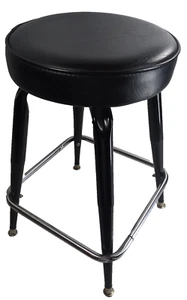Bennington Furniture Swivel Bar Stool Mid Century Modern Black Chrome Padded #01 - Picture 1 of 24