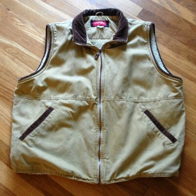 Chaleco Wrangler Hero Para Hombres XL Lona Western Sherpa Forrado Pana Bordes Cremallera Completa Foto 1 de 4