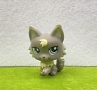 Littlest Pet Shop LPS Authentic #1411 Persian Wolf Cat Grey Blue Eyes