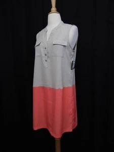 Alfani Petite Sleeveless Pocket Colorblock Shirtdress - 2P, Coral Blast #2775 - Picture 1 of 6