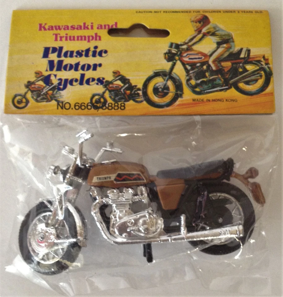 Vintage Miniature PLASTIC TRIUMPH MOTORCYCLE NEW in Package HONG KONG Mini TOY - Image 1 of 1