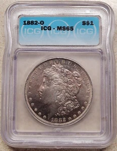 1882-O MS-65 Morgan Silver Dollar Uncirculated Unc Lot #2 Iridescent - Picture 1 of 2