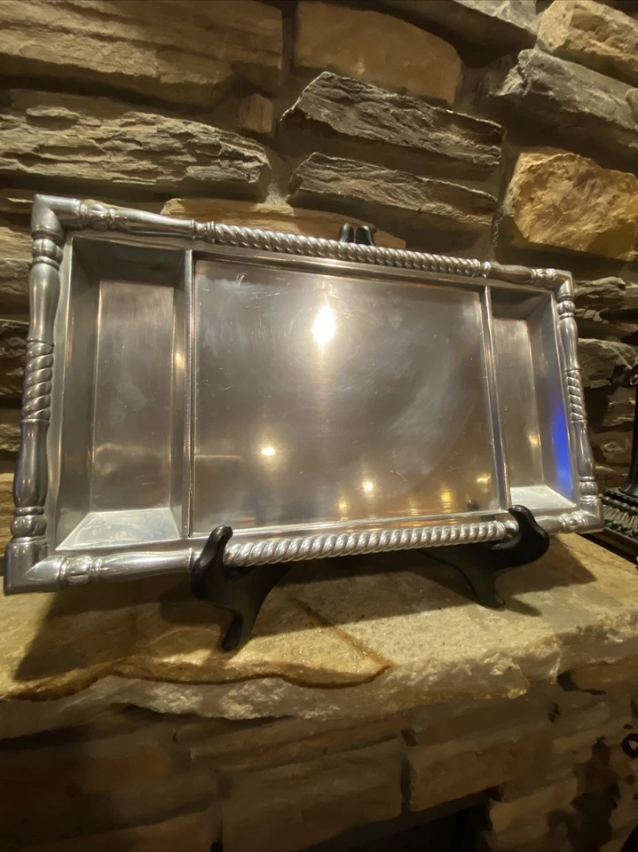 Reed & Barton Pewter Aluminum 3 Divided Tray Banded Platter 17.5” - Image 1 of 4