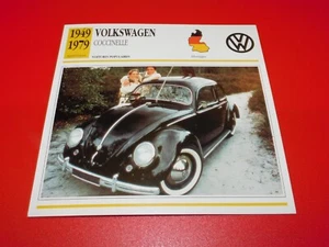 FICHE VOITURE - VOLKSWAGEN COCCINELLE - 1949 - 1979 - DE 1990 - 14 cm X - Imagen 1 de 1