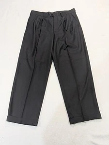 IZOD Golf Pants Black 34x30 Loose Fit Cuffed Dress Office Polyester Pleated - Picture 1 of 12