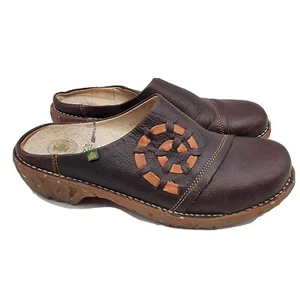 El Naturalista Womens 10.5 - 11 M EUR 41 Brown Mules Leather Comfort Clogs Shoes - Picture 1 of 11