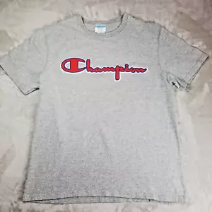 T-shirt Champion vintage uomo media Y2K toppa ricamata grigio rosso classica pesante - Foto 1 di 18